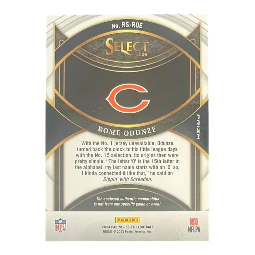 2024 Panini Select - Rookie Swatches Rome Odunze #RS-ROE Red Prizm (RC)